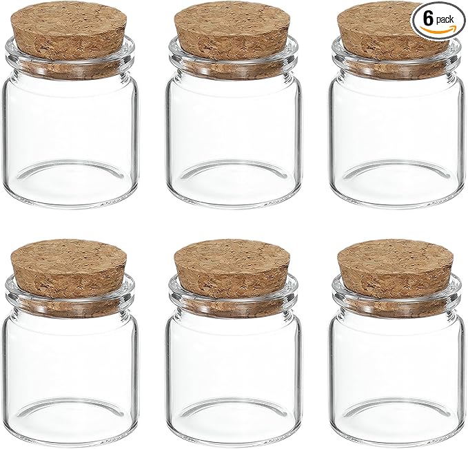 uxcell 6Pcs Mini Glass Bottles with Cork Stoppers, 25ml Small Clear Bottles Glass Empty Jars Vials for DIY Crafts Party Wedding Decor Favors