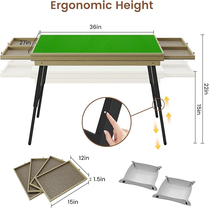Large Puzzle Board & Puzzle Table with Folding Legs and Drawers 36″ × 26″ Tilt Tabletop for 1500 Piece Puzzle Board, Portable Ergonomic Puzzle Table for Family Bonding & Cognitive Therapy