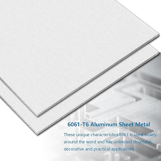 1/4Inch Thick Aluminum Sheet Plate, 6” x 12” Heavy Duty Aluminum Sheets Plates with Protective Film, 6061 Flat Plain Panel Plate Solid Metal Sheet Plate for Crafting Structural Framing Base Plate