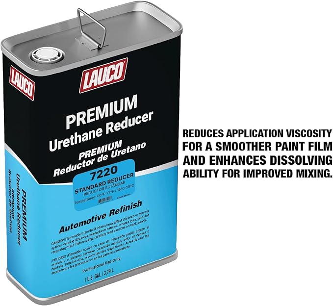 LAUCO Standard Urethane Grade Reducer (7220), 2 Gallons, 60°F - 77°F - For Automotive Paint and Industrial Paint Use - High Performance Automotive Grade