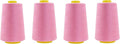 Mandala Crafts 4 Pack of Serger Threads Cones Spools - 40S/2 24000 Yards Polyester Pink Threads for Sergers Machine and Overlock Quilting Sewing Machine