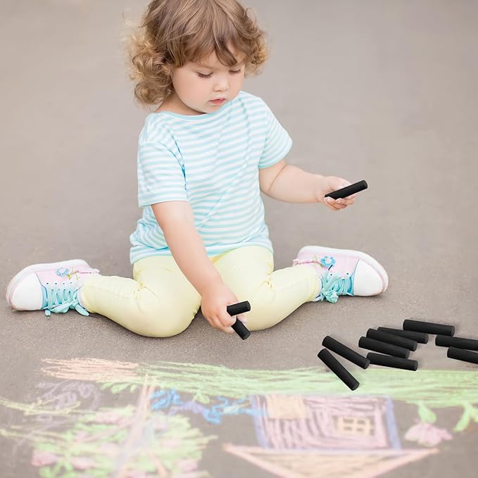 40 Pcs Sidewalk Chalks for Kids Non Toxic Jumbo Chalk for Party Gift Outdoor Art Classroom Play Painting (Black)