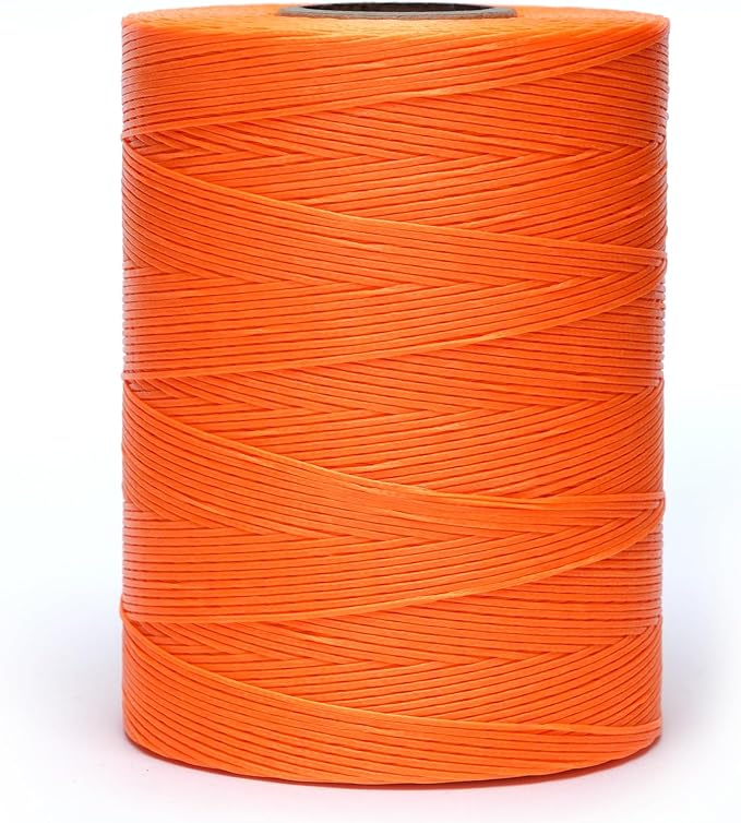 Waxed Thread,852Yards 150D 0.8mm Flat Polyester Wax Thread for Hand Sewing Leather Craft DIY Projects Shoes Repair Book Binding(Yellow Orange)