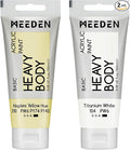 MEEDEN Acrylic Paint Naples Yellow Hue: Bundled with Titanium White Color - 100ml/3.38oz x 2 Bulk Heavy Body Acrylic Paint Tubes for Art Craft Painting