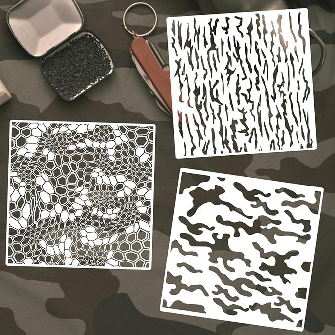 Camo Paint Stencils 12inch Camouflage Stencils Reusable Camo Stencil for Spray Paint Wood Canvas Paper Fabric Floor Wall Tile