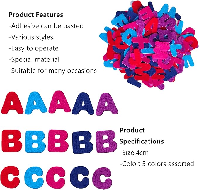Letter Stickers, Felt Stickers for Kids, Felt Letters for Crafts, Craft Supplies for Scrapbooking 140pcs 1.58" Size