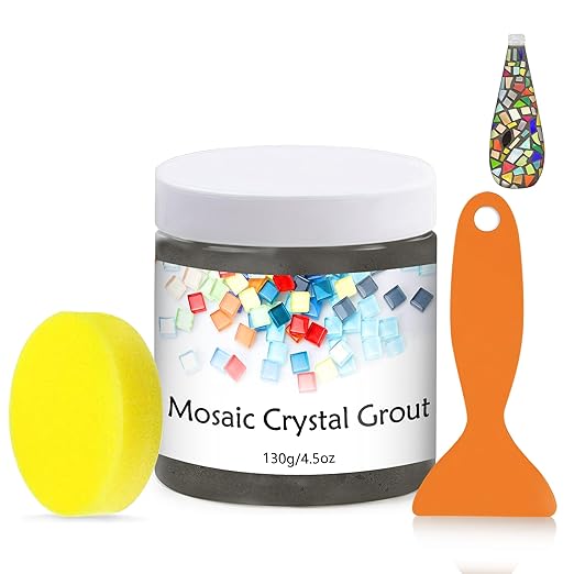 Mosaic Crystal Grout, Mosaics Tile Tools, Mosaic Tile Accessories – Essential for Handmade Grouting and Perfect for DIY Craft Projects (Gray, 4.5oz)