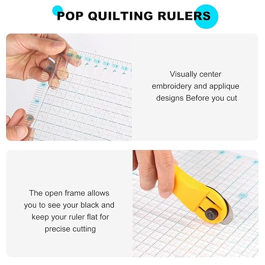 Acrylic Quilting Ruler 11.5" x 10.5" for Precise Fabric Cutting Quilt Rulers Quilting Sewing Tools Slotted Rulers,Stripology Ruler for Quilting