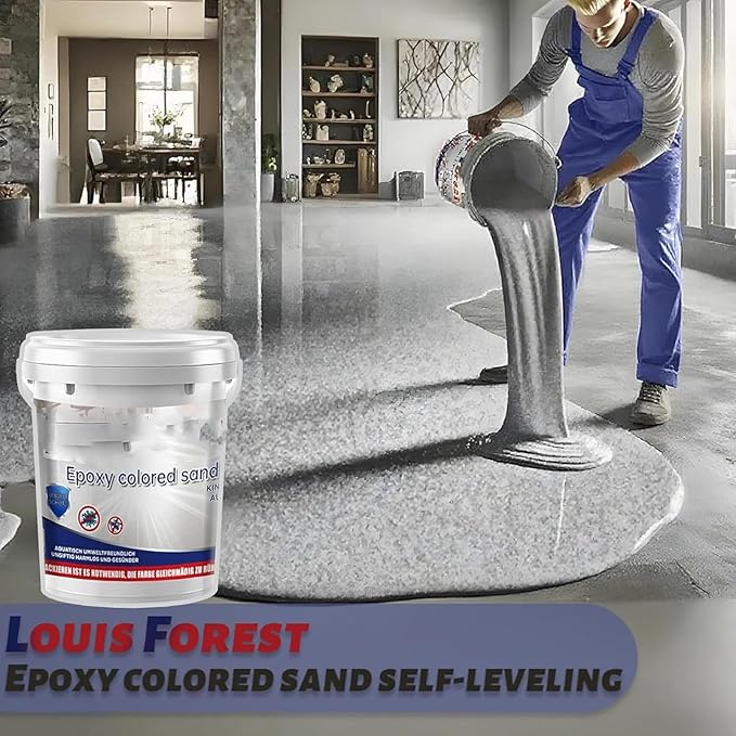 Epoxy Floor Paint, Epoxy Colored Sand Floor Paint, High-Gloss Marble Effect Self-Leveling Coating, Waterproof, Non-Slip, Ultra-Durable for Garage, Basement, Wood Floors (Green,4.4 lb)