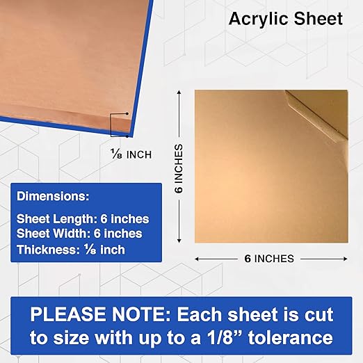 Duco USA-Made Clear Cast Acrylic Sheet 1/8 Inch Thick 6" x 6" - 4 Pack of Transparent Plexiglass Sheet - Lightweight Acrylic Board for Window Replacements, Displays, Signs, and More