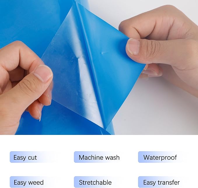 RENLITONG Matte Lake Blue Iron on Vinyl Roll - 12Inch x 13ft HTV Heat Transfer Vinyl for T-Shirt, HTV Rolls for All Cutter Machine - Easy to Cut & Weed for Heat Transfer Design