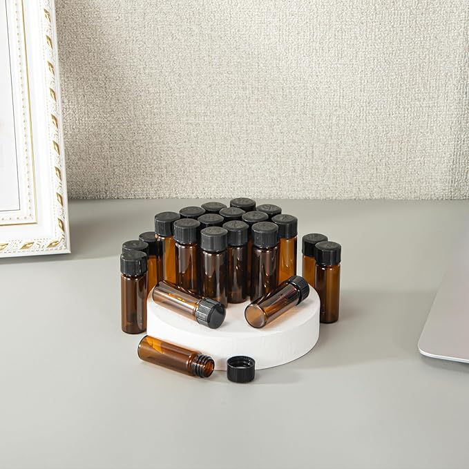 4ml Amber Small Glass Vials 100pcs with Screw Caps(100pcs)