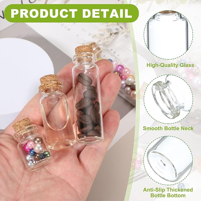 uxcell 6Pcs Mini Glass Bottles with Cork Stoppers, 25ml Small Clear Bottles Glass Empty Jars Vials for DIY Crafts Party Wedding Decor Favors