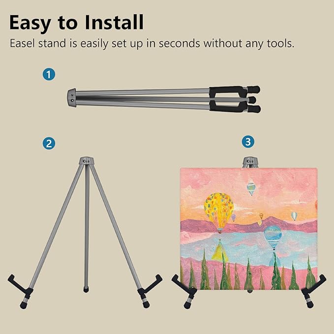 14" High Tabletop Instant Display Easel, Small Desktop Steel Easel Stand with Adjustable Holders for Paintings, Posters and Store Signs(Silver, 2Pack)
