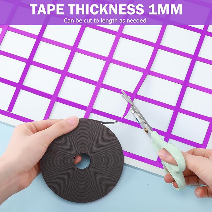 Magnetic Tape Roll Thin Strips, 1/4 Inch x 33 Feet Magnetic Board Dividers Whiteboard Graphic Decorative Tape Marking Line for Classroom Office Art Accessories(Purple)