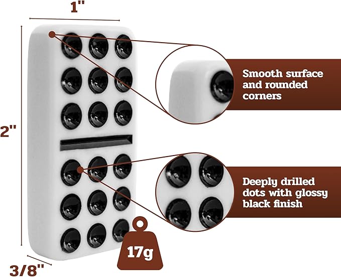Alex Cramer The Nines Double 9 Domino Set - American-Made Solid Walnut Case Holds Our 55-Piece Domino Set for Adults