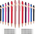 12 PCS 2 in 1 Stylus Ballpoint Pen with Stylus Tip, 1.0 mm Black Ink Metal Pen Stylus Pen for Touch Screens (Rose glod & 6 Colors)
