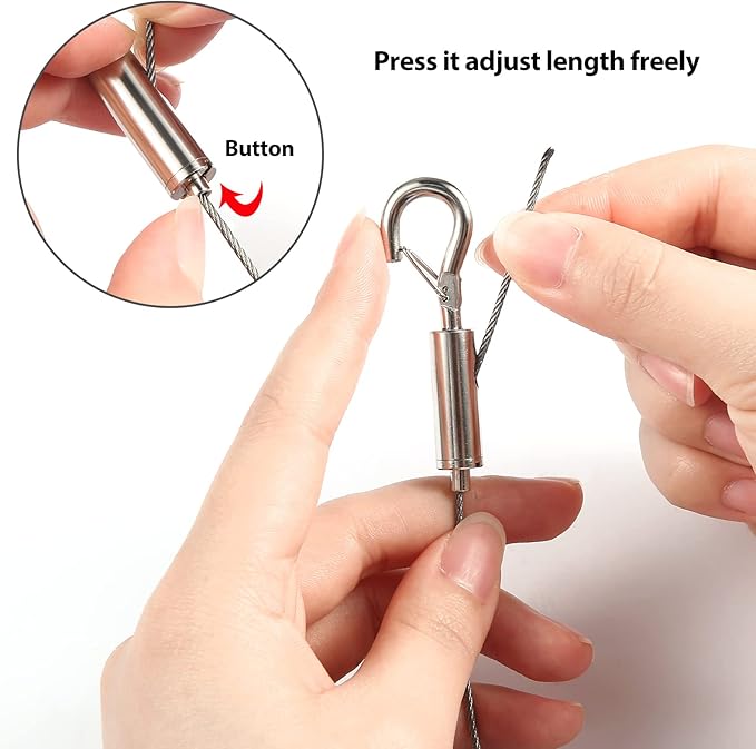 Adjustable Picture Hanging Wire Kit,Heavy Duty Hardware for Hanging Pictures,Paintings,Artwork and Mirrors on Walls,2 Kit,1m x1.5mm Stainless Steel Cables Hanging Rope,Hold Up to 66lbs