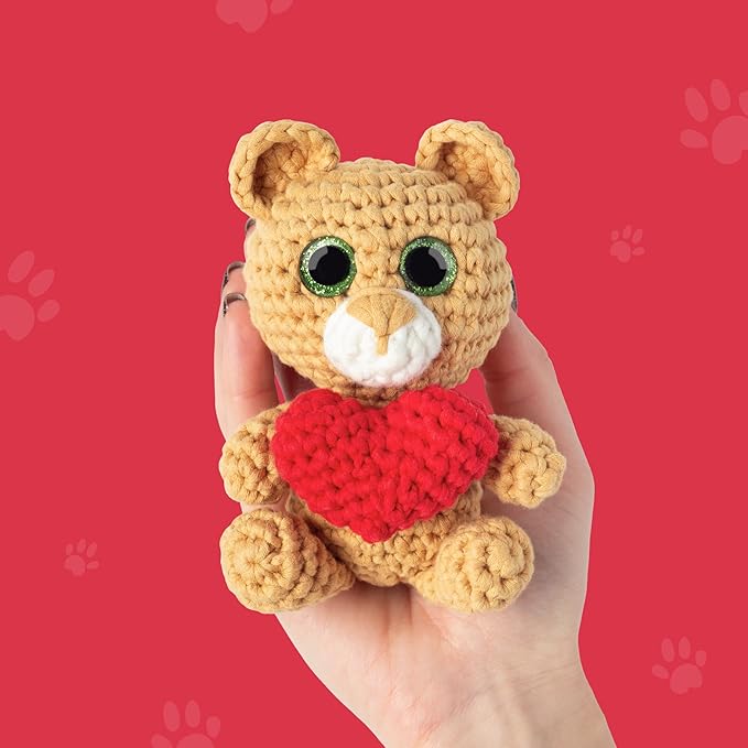 Cookie Box Crochet Kit for Beginners – Gift Set to Make Bear Charlie Amigurumi Plushie – Easy DIY Crochet & Knitting Starter Kit with Video and PDF Tutorials