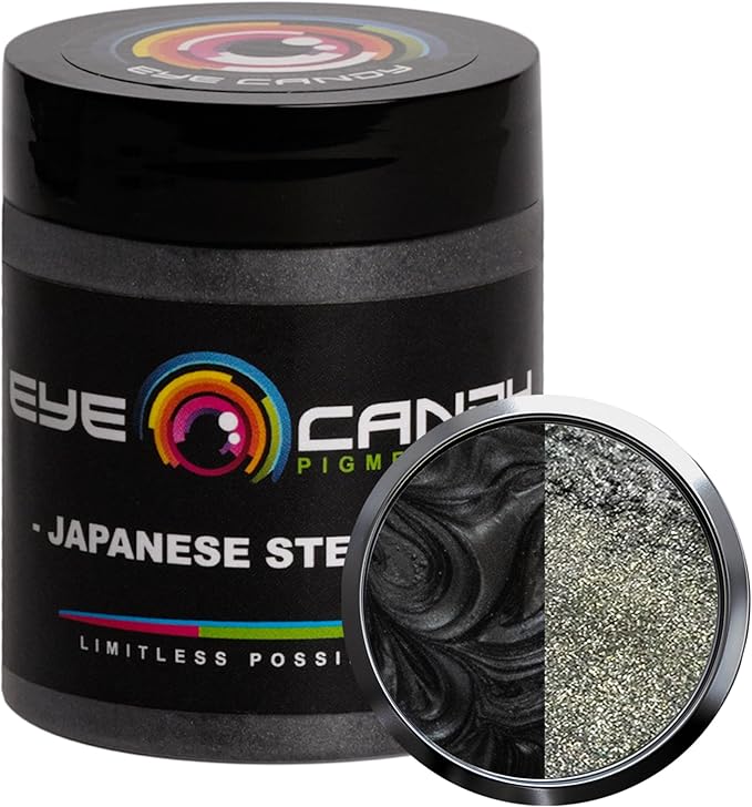 Eye Candy Pigments Premium Grey Mica Powder - Japanese Steel Grey (25gr) - for Epoxy, Resin, Soap, Paint, Woodworking, Acrylic Pouring, Bath Bombs, Fishing Lures - DIY Arts and Crafts Additive