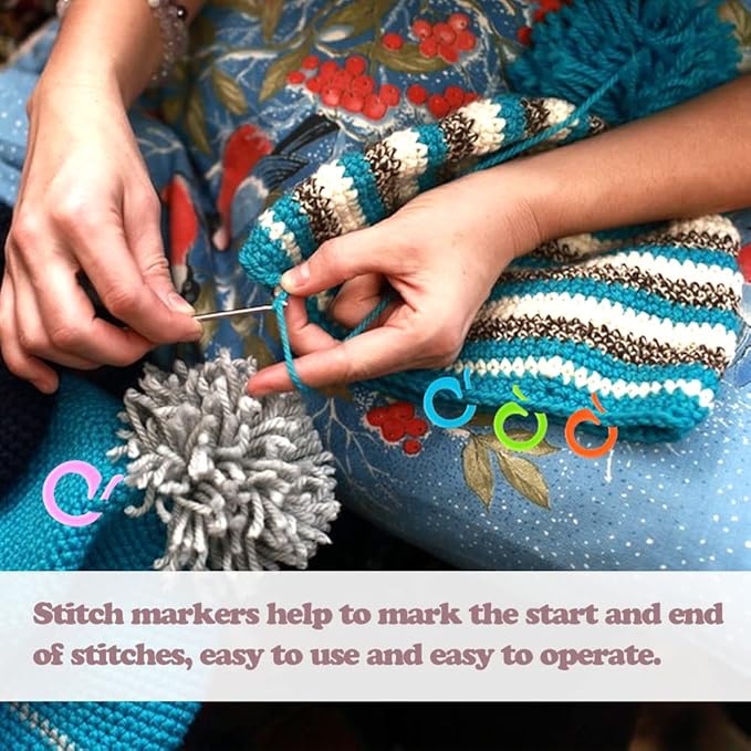 LUNARM Stitch Markers for Crocheting with Plastic Box, 80 Pcs Small and 80 Pcs Large Open Knitting Markers Rings for DIY Handmade Crafts