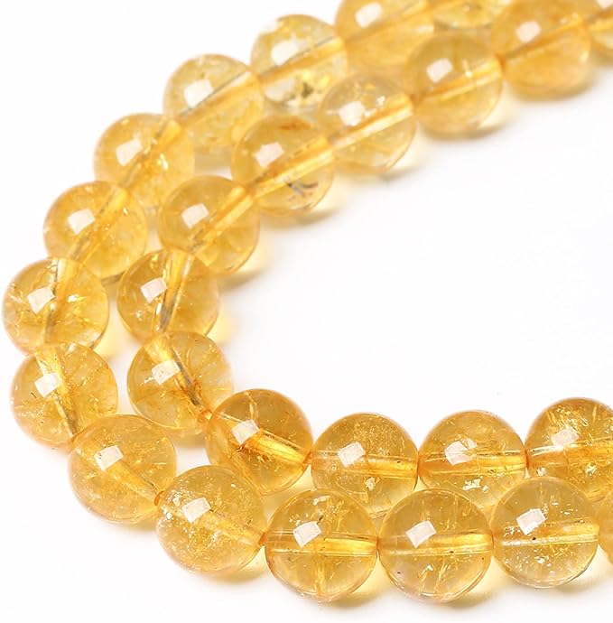 180Pcs 4mm Natural Citrine Beads for Jewelry Making Yellow Crystal Quartz Round Loose Beads DIY Bracelet Necklace Earrings 32" 2 Strands