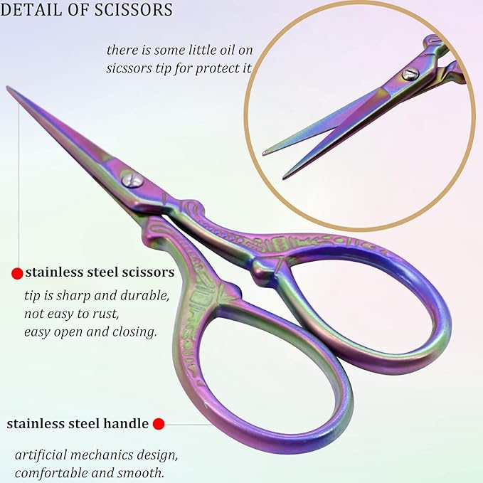 BIHRTC Sewing Embroidery Scissors with Cover Tassel Sharp Stainless Steel Tip Scissor Dressmaker Shears Crane Sewing Scissors for Thread Cross-stitch DIY Artwork Housework