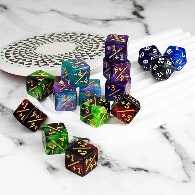 63 PCS Abilities Keyword Magic Counter Dice MTG Counters Dice Set Life Buff Tokens D6 Dice Compatible with MTG, TCG, Card Gaming Accessories