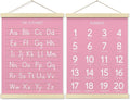 BONETAT Numbers alphabet poster for Nursery Toddlers,Correct Letter Formation on Line Paper, Play Room Wall Decor,ABC Wall Chart,Preschool Homeschool Decor Kids Wall Decor,Wooden Alphabet Banner-A08