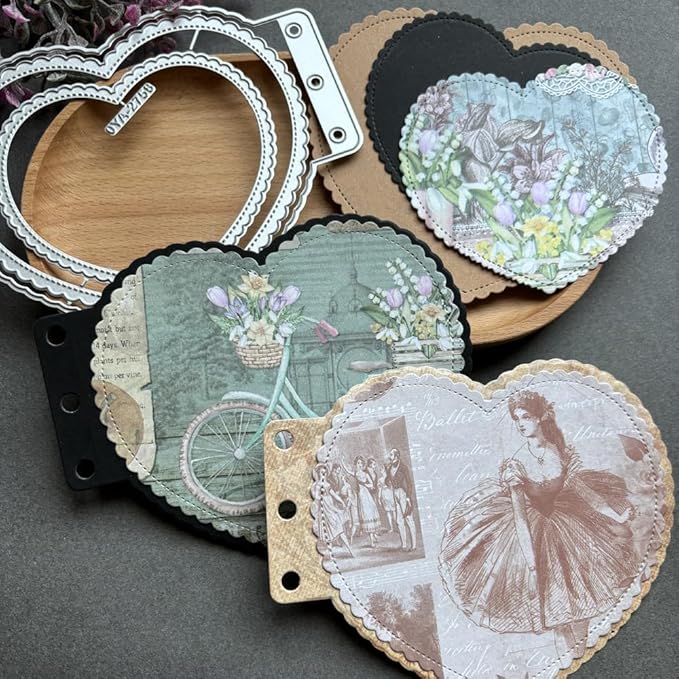 Heart Loose-Leaf Lace Die Cuts for Card Making, Background Frame Cutting Dies DIY Album Scrapbooking Decor Paper Craft Metal Die Cuts Party Wedding Decorations