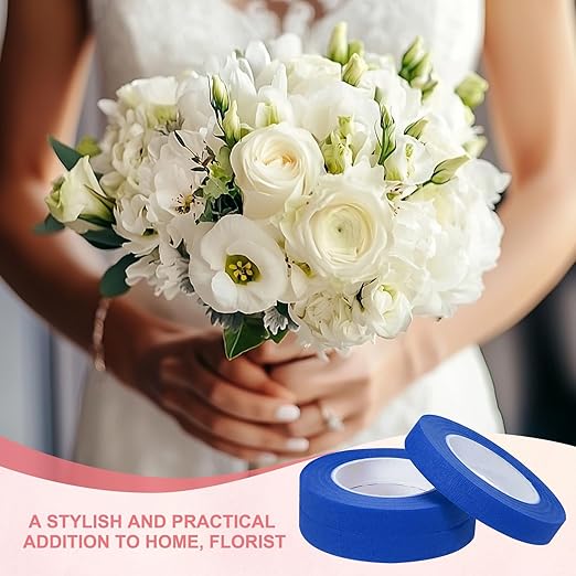 MECCANIXITY 3 Rolls Floral Tapes, 30 Yard x 1/16 in Florist Crepe Flowers Bouquets Tape Adhesive Waterproof for Flower Arranging Wrapping, Blue