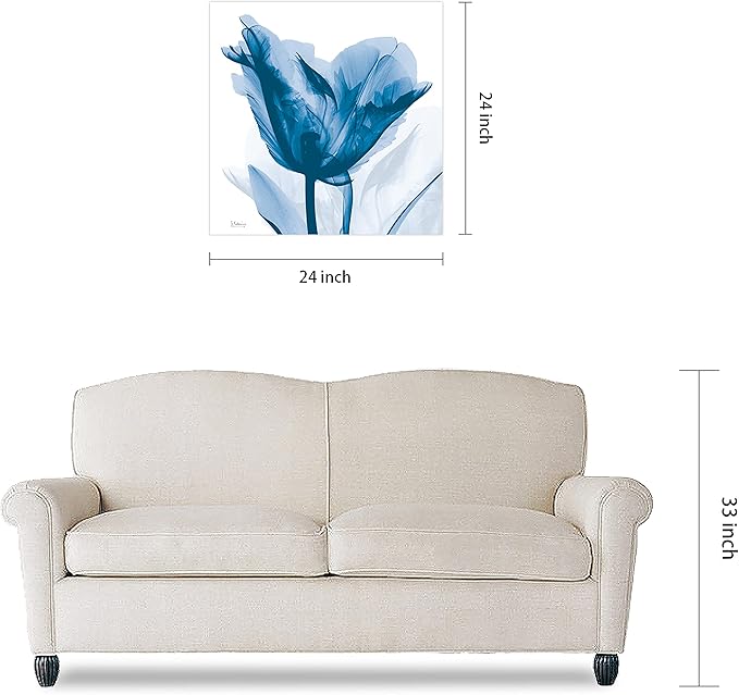 Empire Art Direct Frameless Free Floating Tempered Glass Panel Graphic Wall Art Ready to Hang, 24" x 24", Lusty Blue Tulip