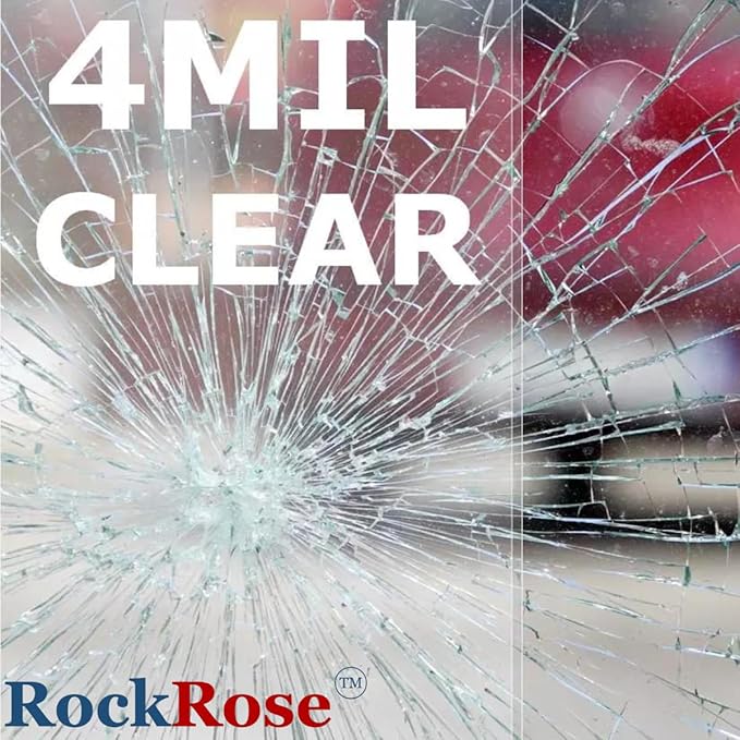 UV 99% Security and Safety 4 Mil Clear Window Film Shatterproof Anti Shatter Tempered Glass Film for Home and Office Windows (Clear, 24 in x 50 FT)