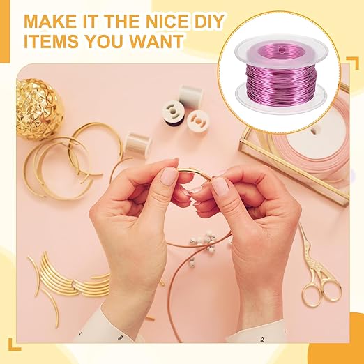 uxcell 20 Gauge / 0.8mm Anodized Aluminum Wire for Jewelry Craft Making, 102 Feet Bendable Flexible Wire for DIY Home Decor Gardening Sculpture, Dark Pink