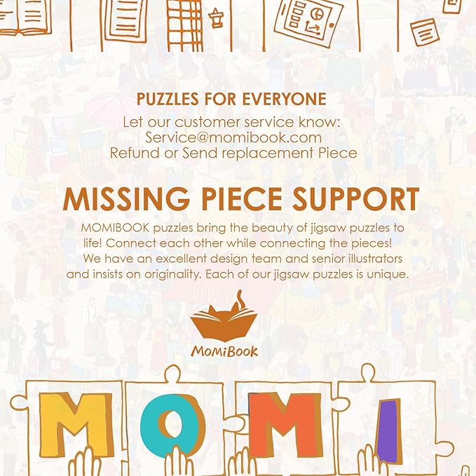 MOMIBOOK Puzzles for Adults 1000 Pieces Jigsaw Puzzles of Happy Shopping at The Market, Painting Image Town Difficult Challenging Hard Impossible Puzzle Unique Funny Party Christmas Birthday Gifts