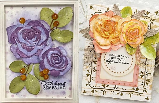 Cutting Dies Metal Stencils Scrapbooking Tools Flowers Lace Frame DIY Embossing Template for Paper Card Making Album Arts Crafts Supplies (Layer Flower B-14.5x10.3cm)