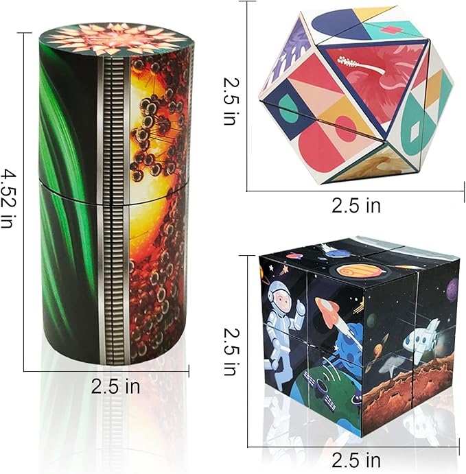 3D Flips Magic Cube Set, 3 Pack Infinity Cube Fidget Toys, Transforms Puzzle Cubes for Stress Anxiety Relief and Kill Time, Nice Gifts for Kids and Adults