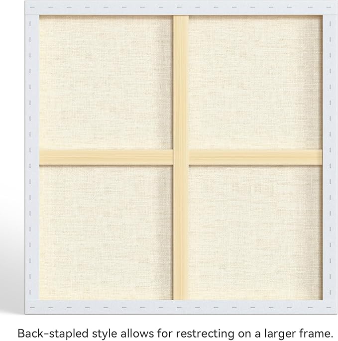 PHOENIX 36x36 Inch Museum Canvas - 2 3/8 Inch Thick Porfile Deep Large Stretched Canvas for Painting 1 Pack 100% Cotton 11 Oz. Gesso Primed White Blank Professional Canvas Oil & Acrylic Paints