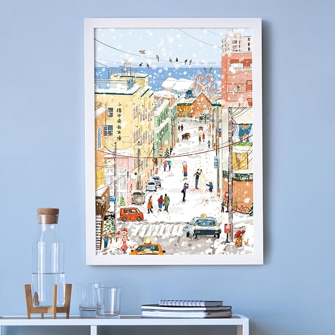 MOMIBOOK Puzzles for Adults 2000s Piece Jigsaw Puzzles of Otaru's Love Letter, Painting Image Winter Snow Twon Difficult Challenging Hard Impossible Puzzle Unique Funny Christmas Birthday Gifts