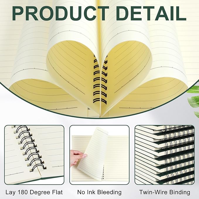 Yahenda 108 Pcs Spiral Notebook Bulk A5 Journal Lined 8.3'' x 5.5'' Writing Composition Paper Small Notepad Subject Notebook for Students Office Business Back to School Supplies (Deep Green)