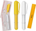 Fabric Chalk Markers for Sewing,Quilting,Crafting|Erasable Tailor Chalk|Work on Various Fabrics|Dosing Wheel Drawing Precise Line(2pk Yellow,White professional tailors chalks pencil&1Ruler)