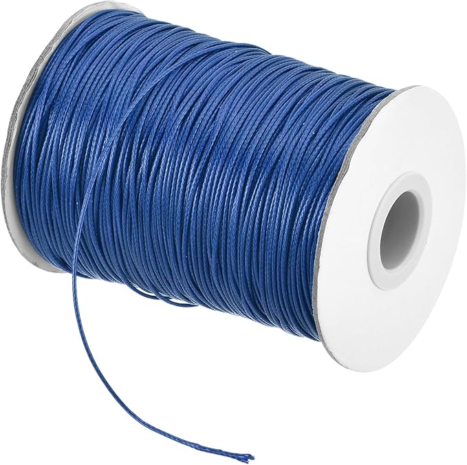 MECCANIXITY Waxed Polyester Cord, 1mm Diameter, 175 Yard, Dark Blue, Beading Cord, Crafting Cord