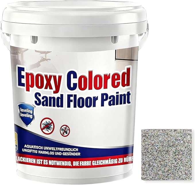 Epoxy Colored Sand Floor Paint, Epoxy Floor Paint for Concrete, High Gloss Marble Effect Coating, Waterproof Non-Slip Concrete Paints, Suitable for Indoor/Outdoor Use (Colorful,16 oz/0.5 kg)