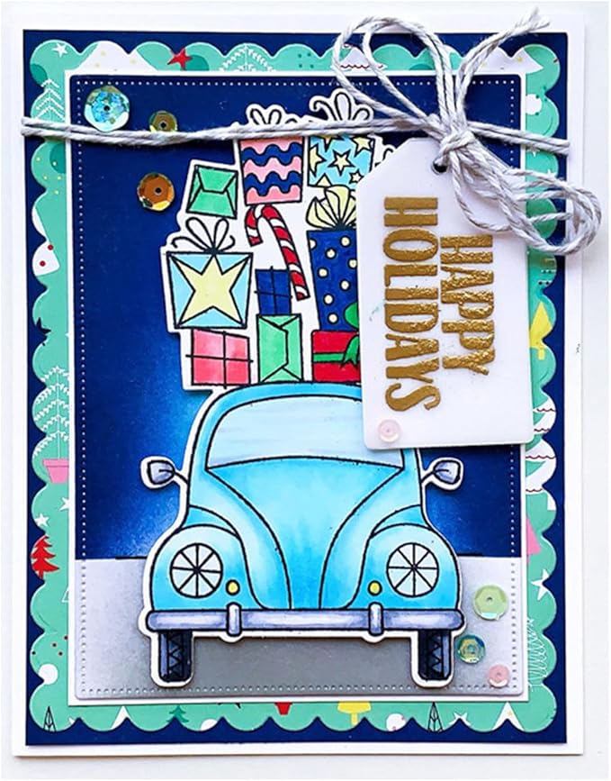 Cutting Dies Metal Stencils Scrapbooking Tools Flowers Lace Frame DIY Embossing Template for Paper Card Making Album Arts Crafts Supplies (Corrugated Rectangular Frame- 10.6x13.8cm)