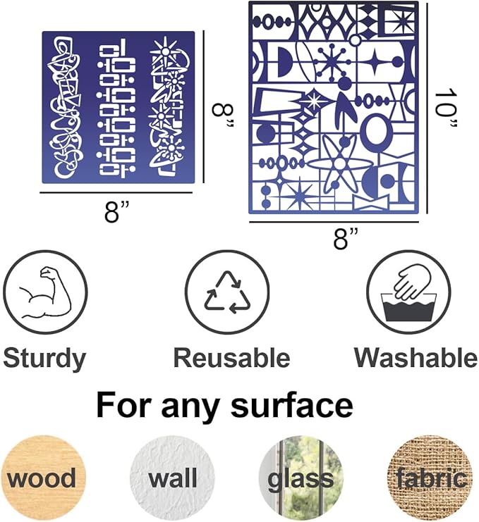 Stencils for Crafts Reusable Texture Stencils Geometric Stencil for Painting on Wood Furniture Card Canvas Paper Scrapbook