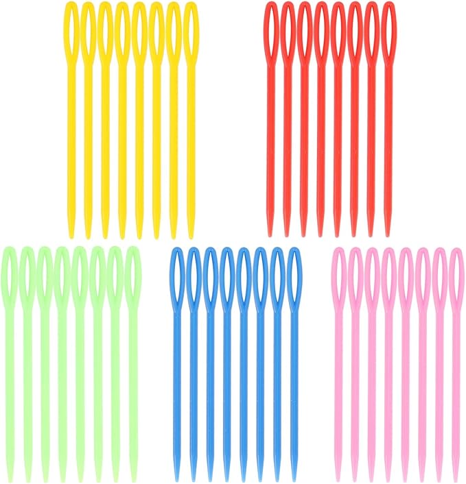 300 Piece Plastic Sewing Needle Set - Big Eye Safety Yarn & Crafting Needles - 3.54" Long - Ideal for Kids' Crochet, Darning & Handmade Projects - Random Color