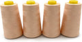 Tortoise 4 Cones of 3000 Yards Each Spool Thread for All Purpose, Serger, Overlock, Quilting, Sewing Machine - 100% Polyester - Peach Beige