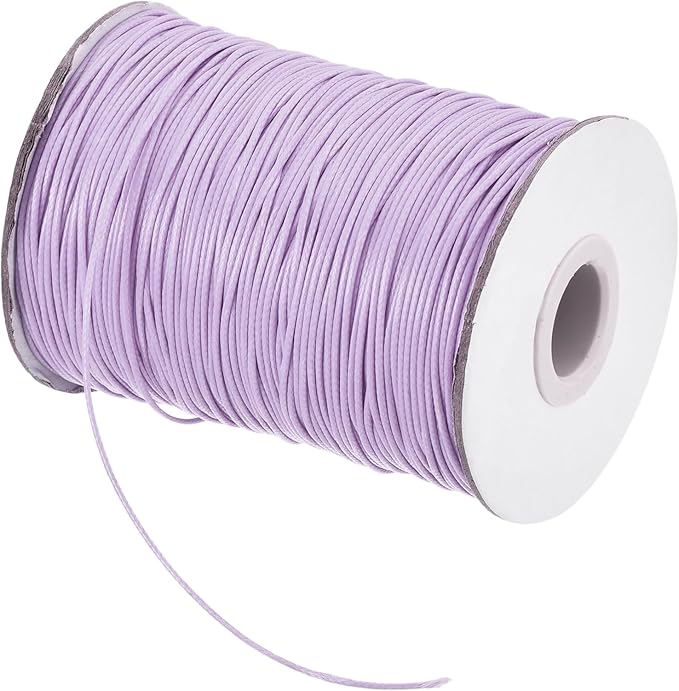 MECCANIXITY Waxed Cord 1mm Waxed Polyester Cord 175 Yard Wax String for Bracelet Making,Necklaces, Beading,Jewelry Making and DIY Crafts(Light Purple)