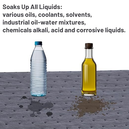 400 PCS Oil Absorbent Pads for Spills Other Liquids 13” x 10” x 2 mm Oil Spill Mat Water Absorbent, Polypropylene Universal Absorbing Mats Packed in a Dispensing Box