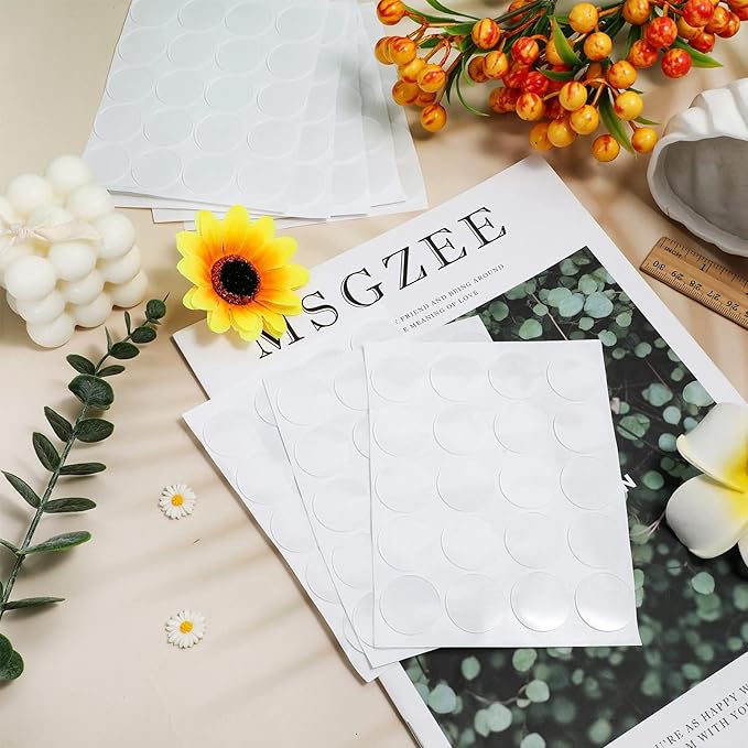Zonon 60 Pcs Double Sided Adhesive Dots Clear Glue Point Tape Stickers Balloon Glue Round Mini No Traces Adhesive Sticker Dot Sticker for Classroom Decor Craft DIY Office (1.57 Inch/ 40 mm)